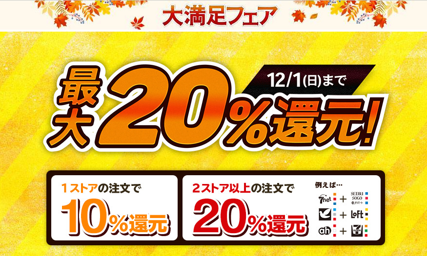 セブンネットショッピングなどで最大20%還元!大満足フェア開催中!!についてのイメージ画像